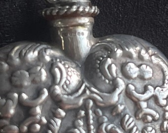 アンティーク スターリング シルバー ハート型香水瓶ペンダント