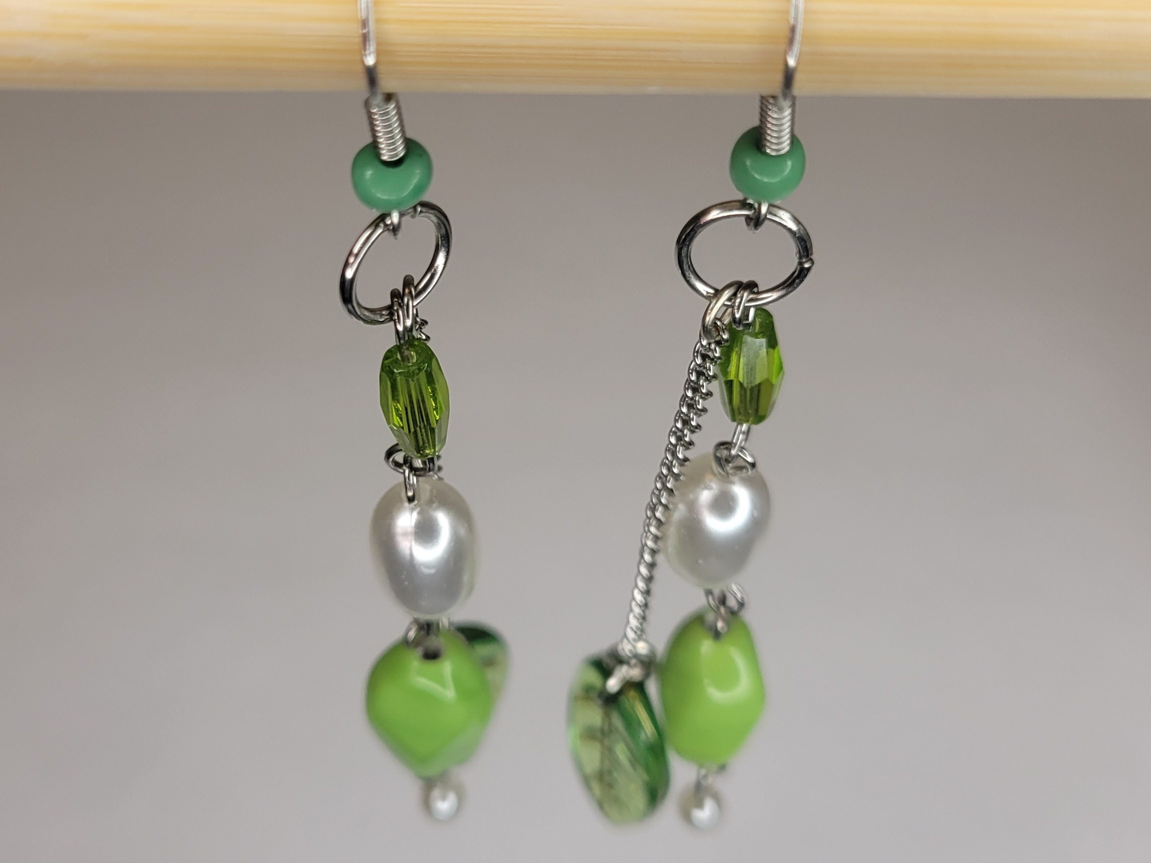 Y2K Beaded Earrings Cute Leaf Fashion Green Hanging/dangle - Etsy