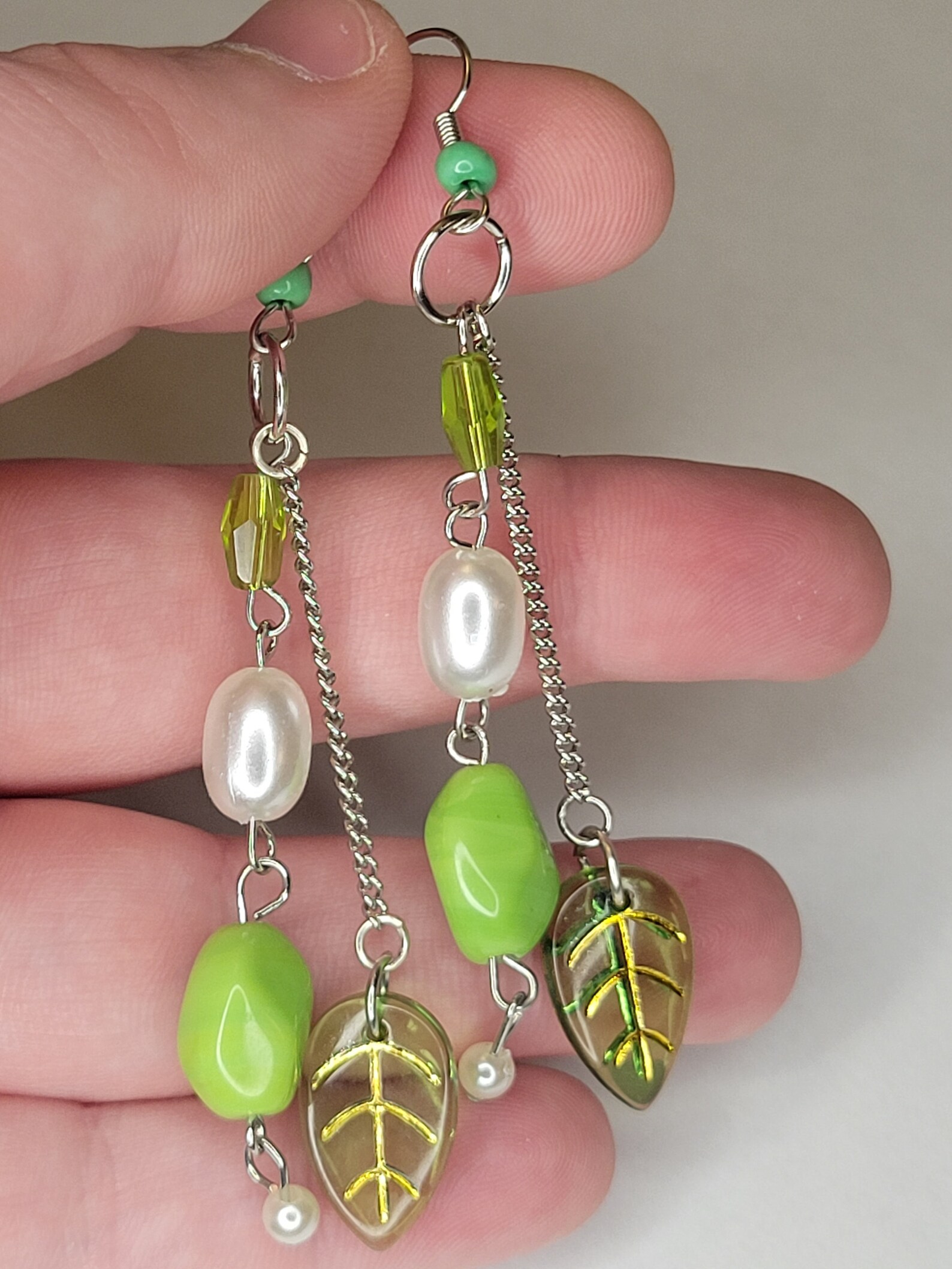Y2K Beaded Earrings Cute Leaf Fashion Green Hanging/dangle Etsy