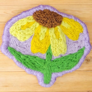Embroidered Pin, Handmade Punk Patch, Fabric Brooch, Cottagecore Plant Art, Flower Gift for Friend, Accessory for Jacket or Bag