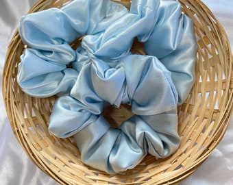 Lilac Blue Satin Scrunchie