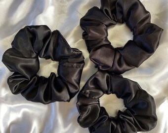 Black Deluxe Satin scrunchie