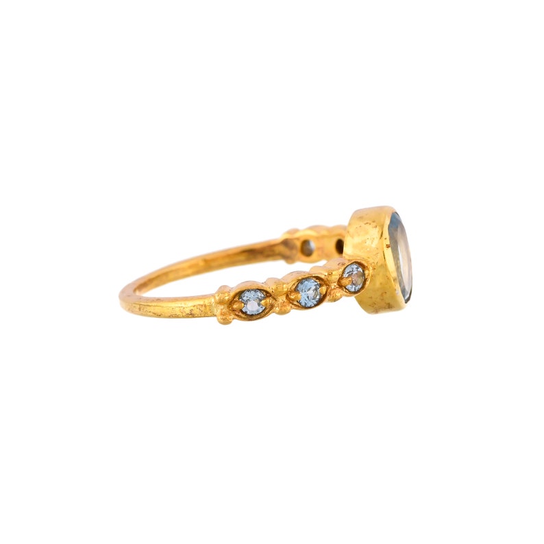 Blue Topaz 18K Gold Filled Sterling Silver Ring