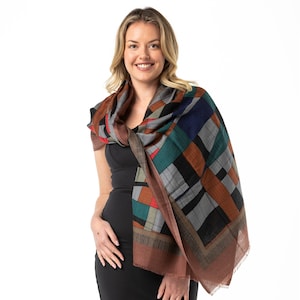 Indigenous Outback Colours' Merino Wool Shawl, Wrap, Scarf, Pashmina, Handcrafted, Yoga Shawl