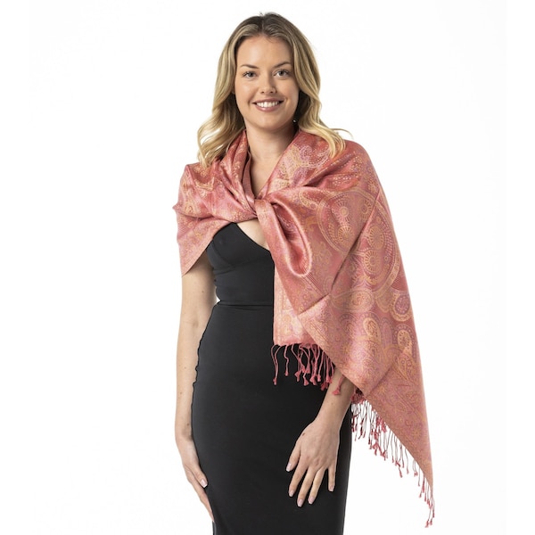 Rose Gold Pure Silk Shawl, Wrap, Scarf, Pashmina, Handcrafted, Yoga Shawl