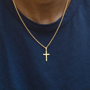 18K Men's Cross Necklace, Catholic Necklace, Cross necklace, Religious necklace, Men's gold cross necklace, Men jewelry, Christmas gift