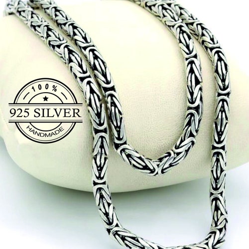 New Men Byzantne Kng 925 Sterlng Slver Sold Chan Necklace 3mm 30GR 20 nch | eBay