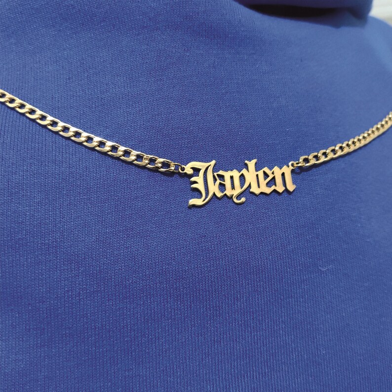 Personalized Name Necklace Gold Name Necklace With Cuban Etsy