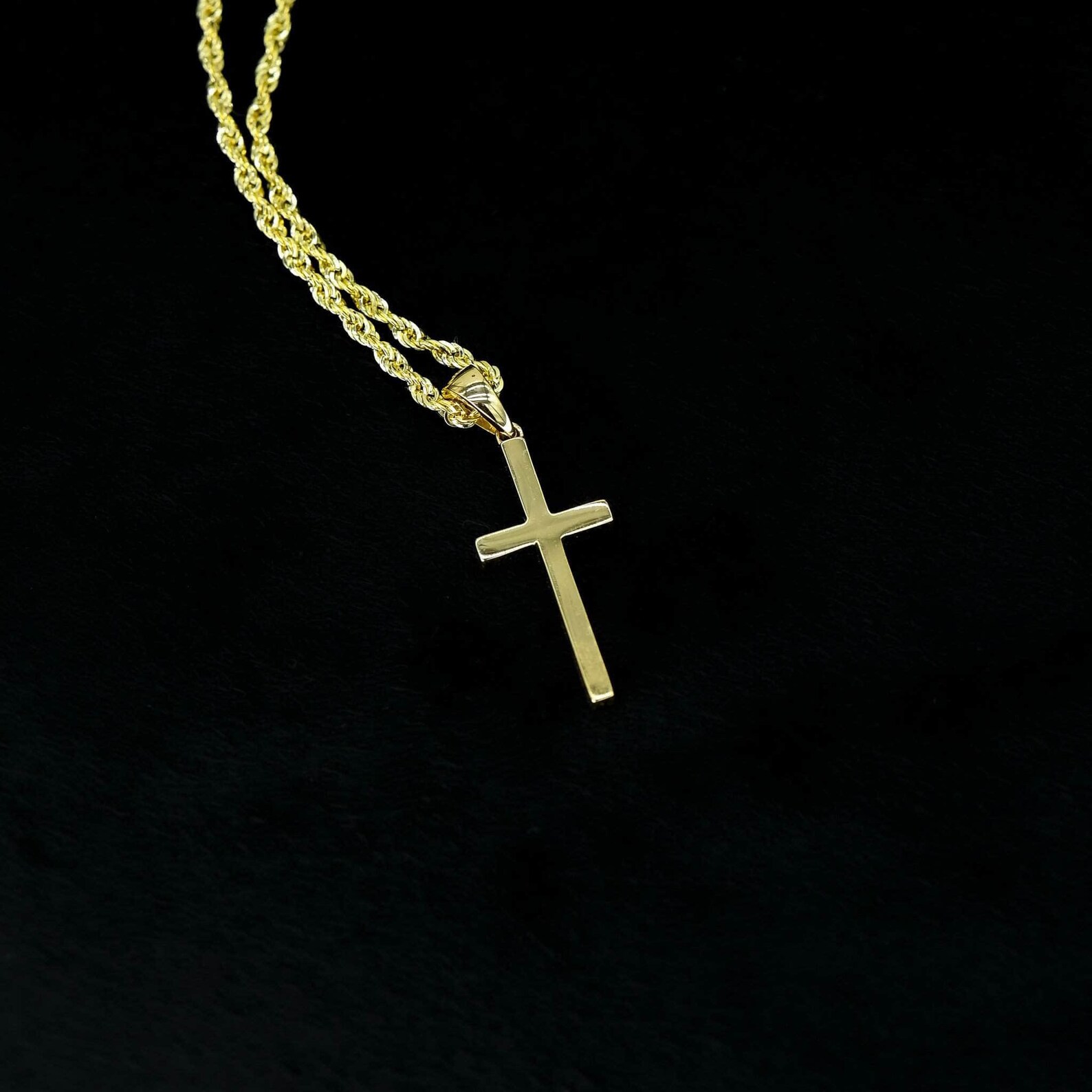 Cross Necklace Men Men's Gold Cross Necklace 14k Gold Etsy
