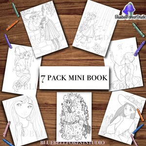Magical Witches Coloring Page Digital Download, Colouring Sheet for Adults and Kids, Cute Witch PDF Fantasy Stars Art