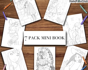 Magical Witches Coloring Page Digital Download, Colouring Sheet for Adults and Kids, Cute Witch PDF Fantasy Stars Art