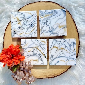 Marble Fluid Art Ceramic Coaster Set of 4
