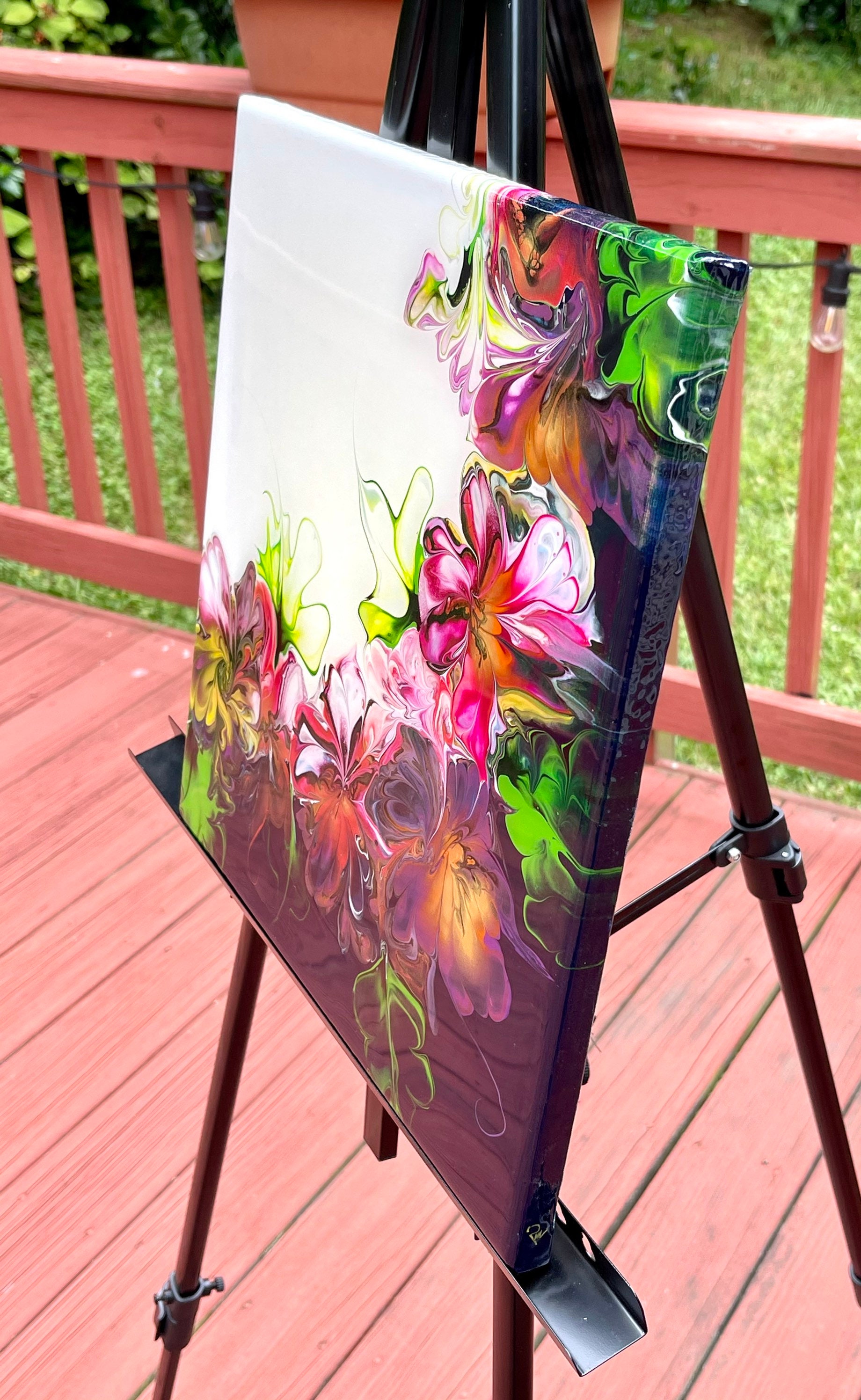 Acrylic Pour Canvas Modified Bloom Technique Epoxy Resin Etsy