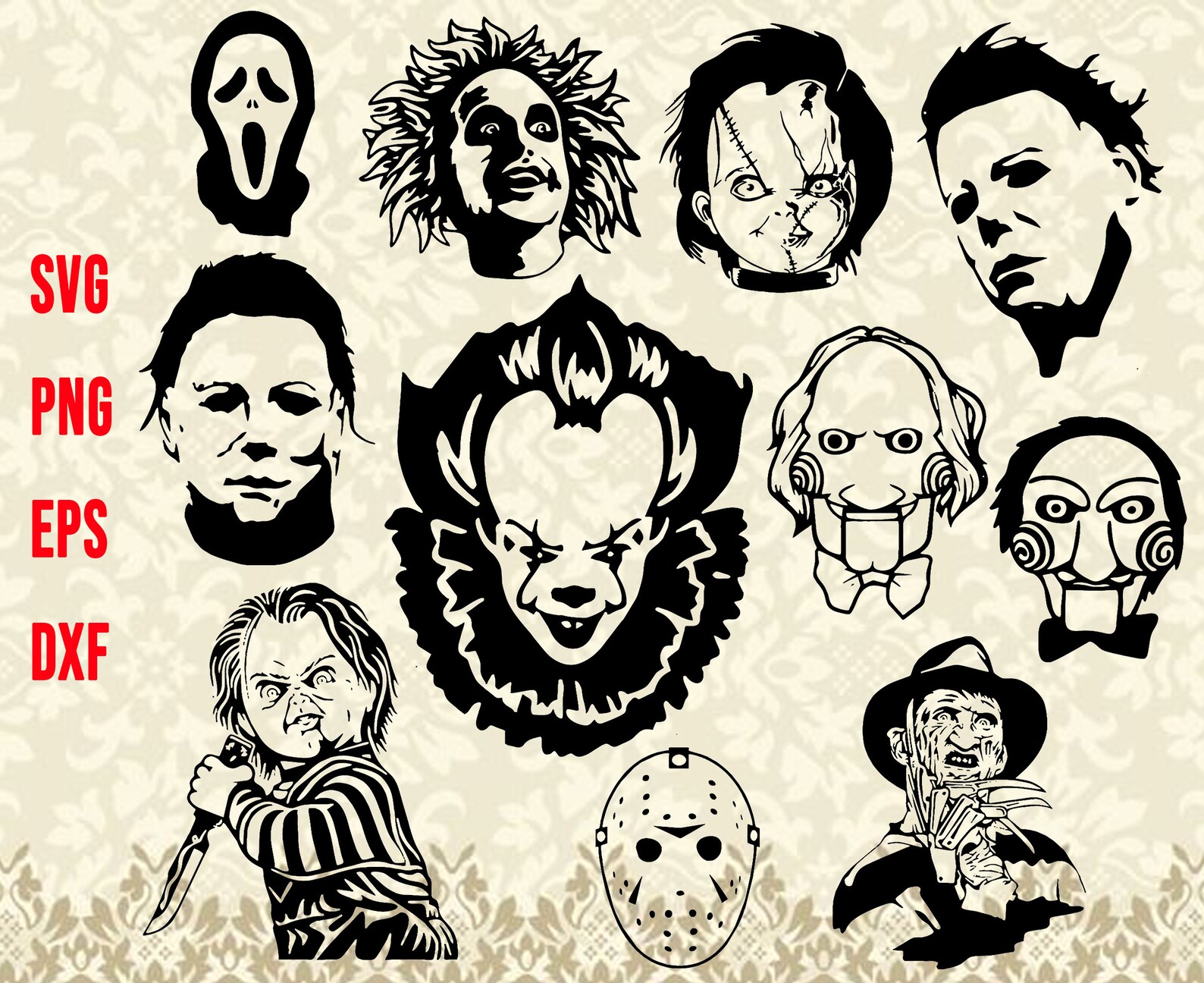 Horror Movie Characters svg Horror movie killers svg bundle | Etsy