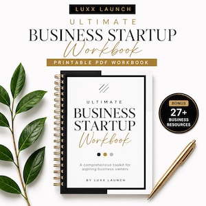 Printable Business Startup Workbook | Entrepreneur Planner, Launch Guide (PDF Download)