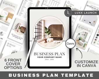 Minimalist Professional Business Plan Template: Editable Guided Canva Business Plan Workbook