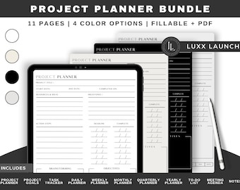 Digital Project Planner: Task Tracker, Meeting Notes (Printable PDF)