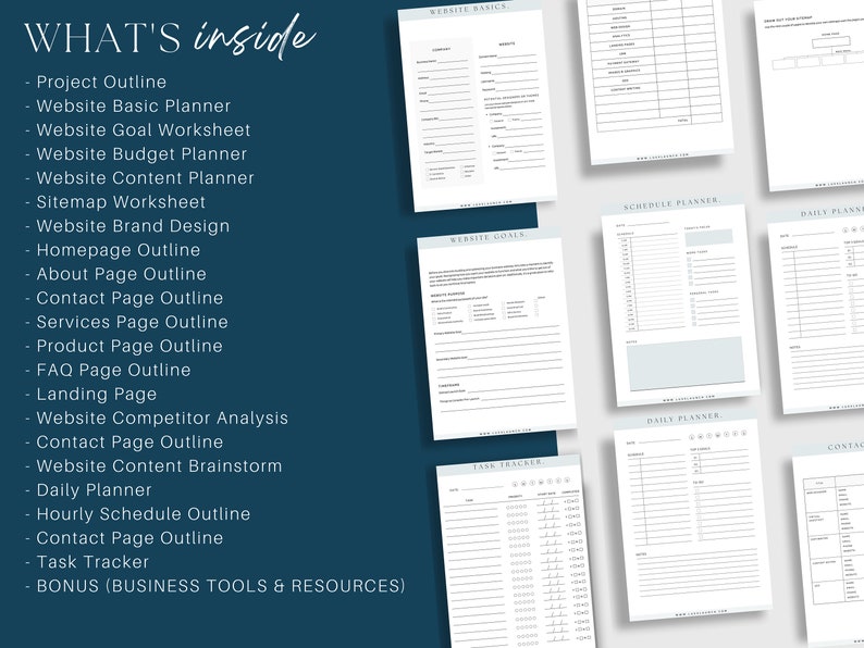 Cover image of website planning workbook helping entrepreneurs organize pages and copy.