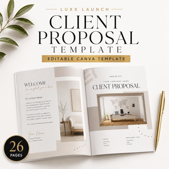 Editable Client Proposal Template Canva | 26 Page Proposal Kit