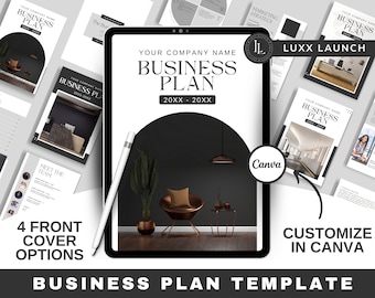 Canva Business Plan Template: Editable Workbook for Startups (Printable)