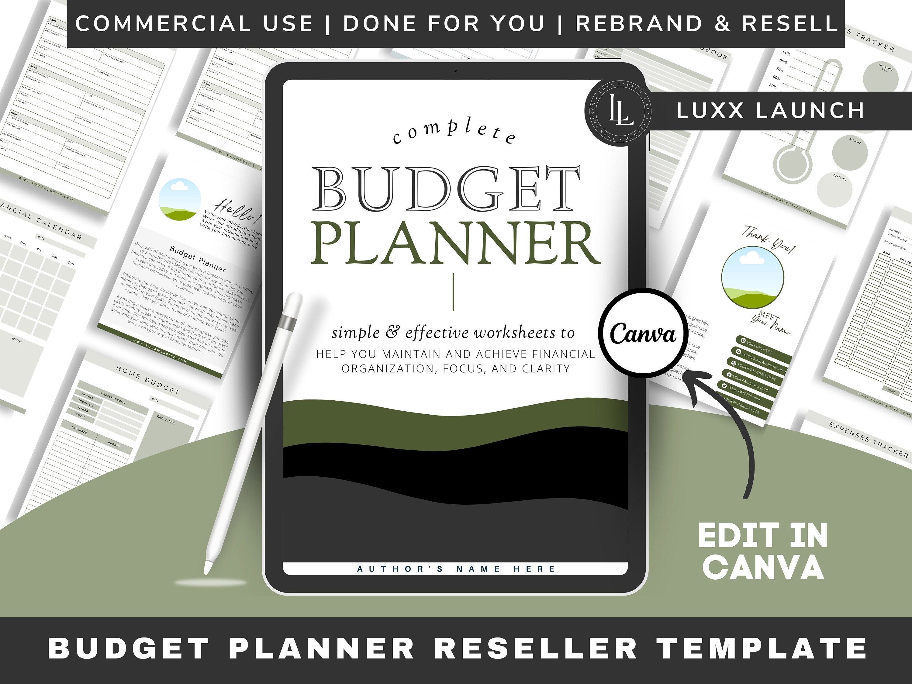 White Label Budget Planner Template, PLR Financial Planner Resell Templates, PLR Yearly Budget