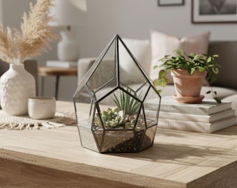 Digital ritning för oregelbundet geometriskt terrarium med främre öppningsdörr (endast digitala filer)