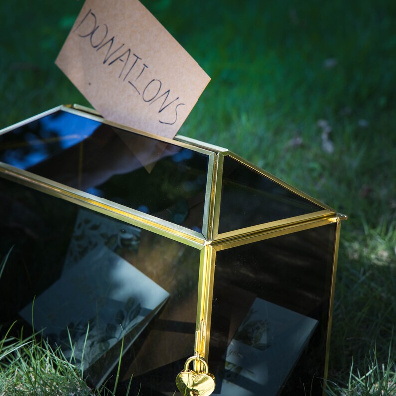 Ship to Worldwide Handmade Large Geometric Glass Donation Card Box With