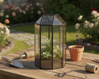 Dibujo digital para terrario geométrico alto con puerta frontal (solo archivos digitales)