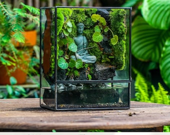 Handmade 8x10 in WaterTight Glass Terrarium with Door, for Plants Landscapes (Plants Not Included), Mother's Day Gift