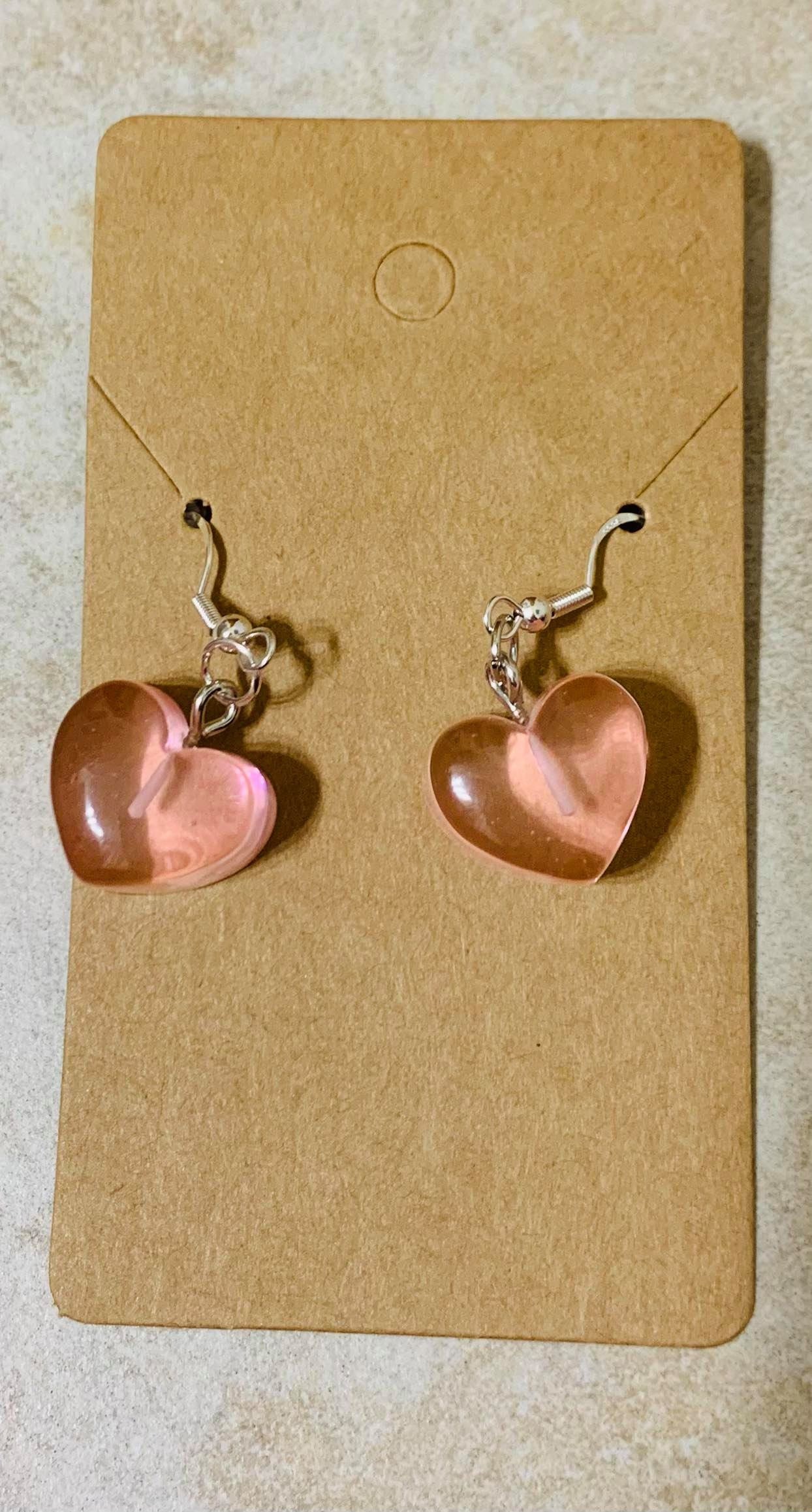 Pink heart earrings Etsy