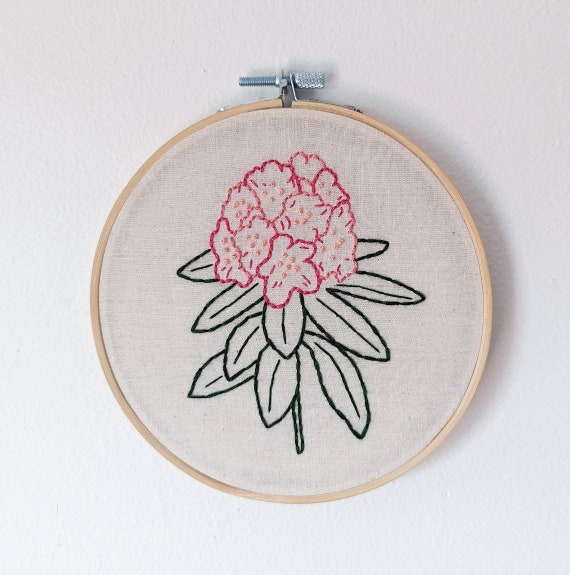 Rhododendron 6 inch embroidery hoop || Antique Embroidery Hoop || Floral  Embroidery || Home Decor || Mother's Day Gift
