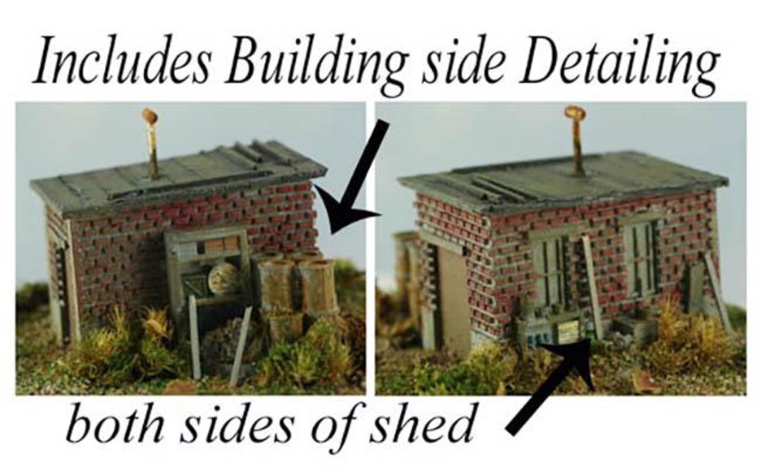 N scale Brick Maintenance Shed 1/160 scale Built up and Painted Building
