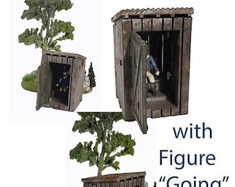 N Scale OUTHOUSE WITH Man on Can detailed inside and out comes PAINTED