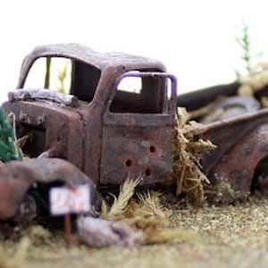 N Scale Truck Melting away 1950s Stripped down and Rusted out FINISHED
