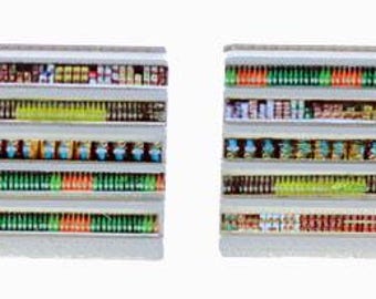HO Scale Interior Grocery Shelving Aisles with Goods Finished 2 Pack