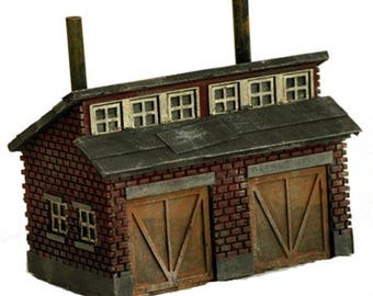 Bâtiment fini BRICK Railroad Service Hangar à l'échelle N