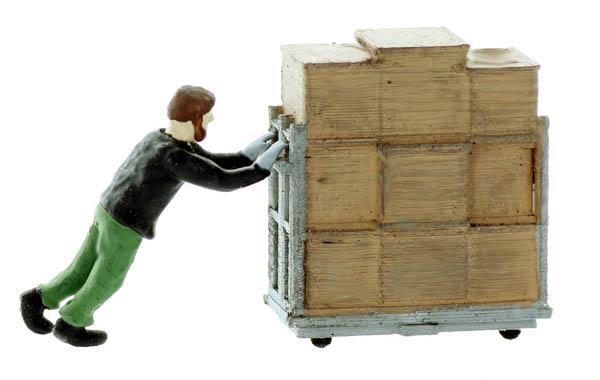 HO Scale People, Warehouse Worker Bringing in the Load, Finished Set #1 ...