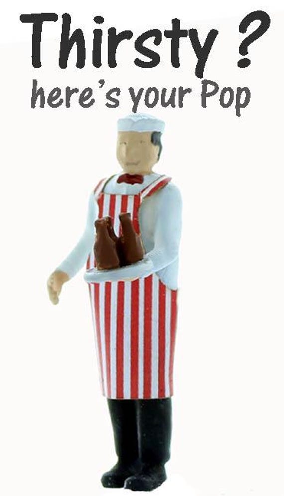 HO Scale Soda Jerk Boy Figure - Vintage Style, Painted & Finished Character For Model Railroad
