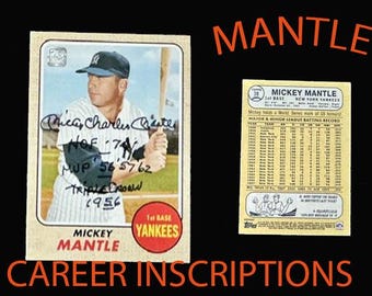Mickey Mantle 1968 Topps Archives INSCRIBED Autograph replica with great career inscriptions