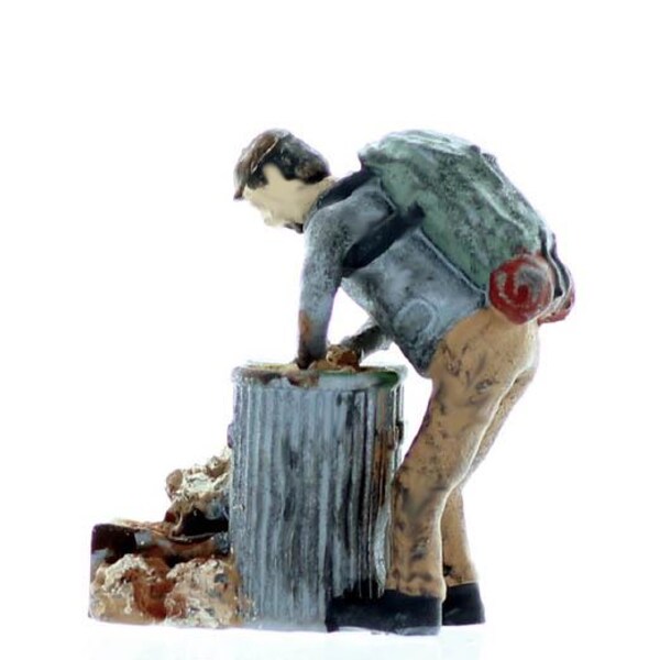 S Scale Homeless Hobo Picking through trash Painted
