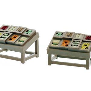 N Scale Fruit and Vege Vendor Tables Finished 2 Pack