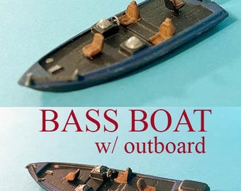 N Scale Boat BASS Fishing Boat hull comes assembled unpainted kit