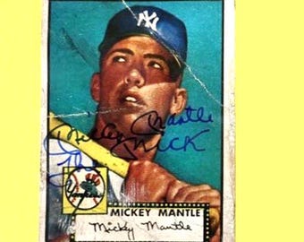 Mickey Mantle Topps Baseball Card reprint with INSCRIPTION The Mick replica LIVE INK autograph