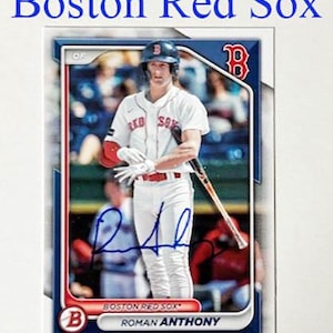 Roman Anthony Autographed 2024 Topps Baseball Card Boston Red Sox signed in Blue