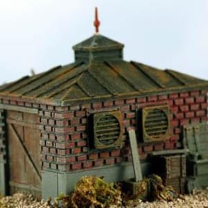 N Scale BRICK Railroad SHED Style #2 Built Up and Painted