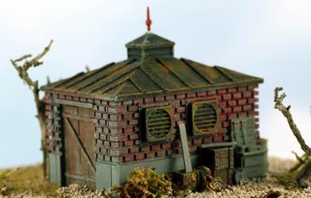 N Scale BRICK Railroad SHED Style #2 Built Up and Painted