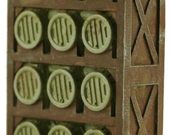 Lot de 2 supports de rangement pour fûts en bois à l'échelle N, peints et prêts à être aménagés