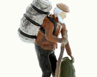 O Scale Figure Hobo with packs and walking stick Finished