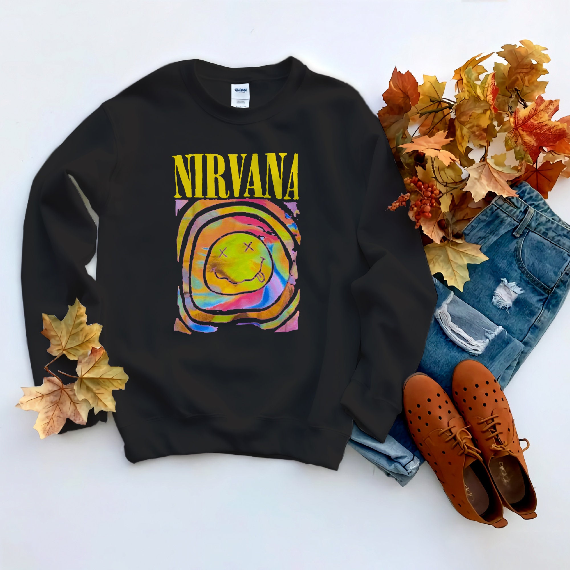 Nirvana Smile Overdyed Sweatshirt Gift Shirt Etsy