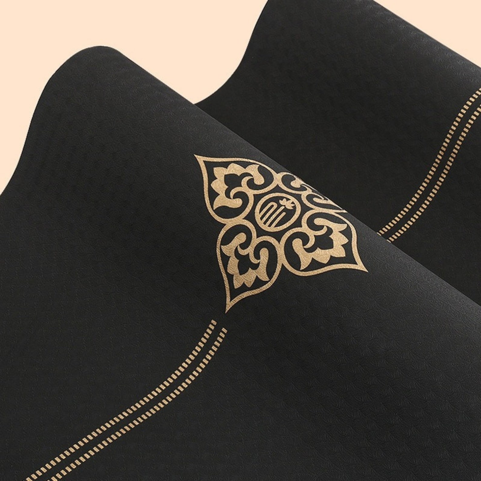 Premium Yoga Mat 5mm Black Gold Printed Alignment Yoga Mat Etsy